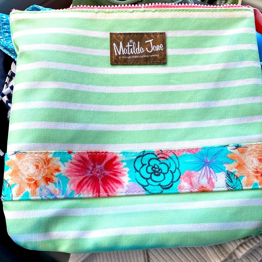 Matilda Jane Green Striped and Pink Polka Dot Pouches